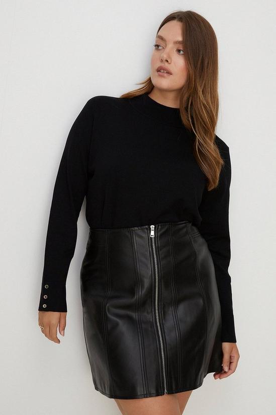 Oasis Plus Size Faux Leather Zip Through Skirt 1