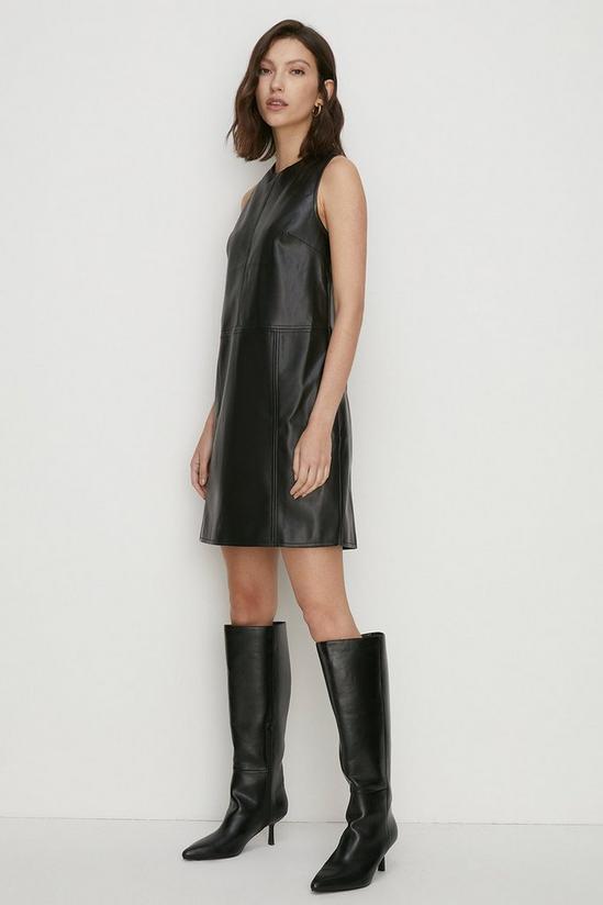 Oasis Faux Leather Seam Detail Shift Dress 2