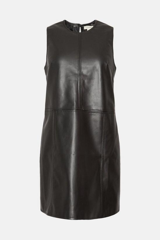 Oasis Faux Leather Seam Detail Shift Dress 4