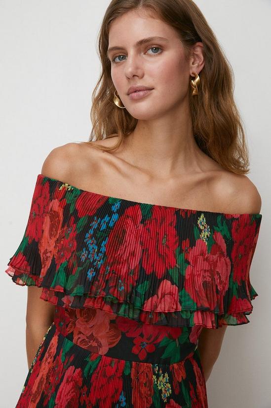 Oasis Floral Bardot Organza Tiered Midi Dress 2
