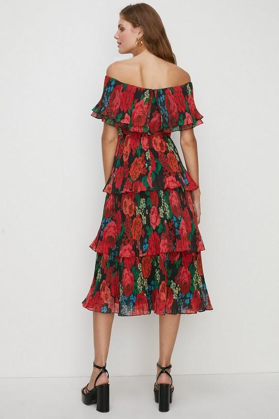 Oasis Floral Bardot Organza Tiered Midi Dress 3