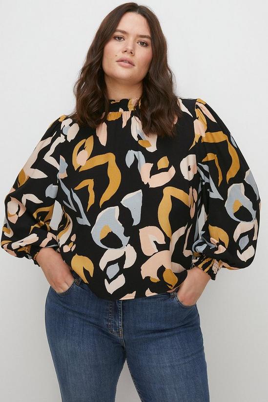 Oasis Plus Size Animal Printed Shirred Cuff Top 2