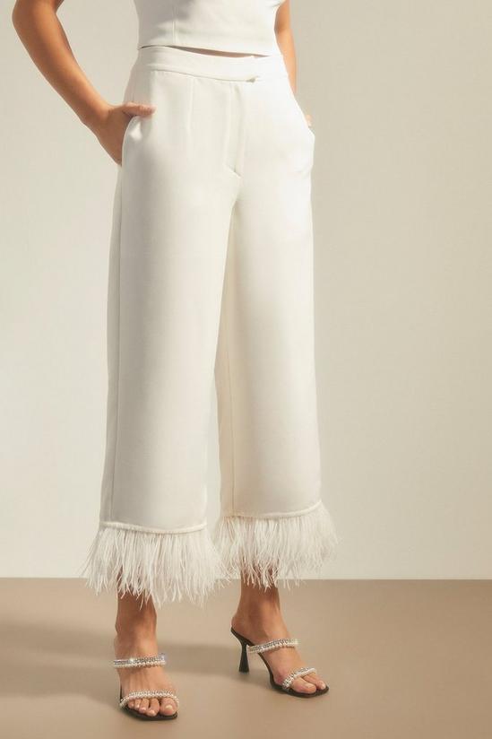 Oasis Petite Faux Feather Hem Tailored Trouser 2
