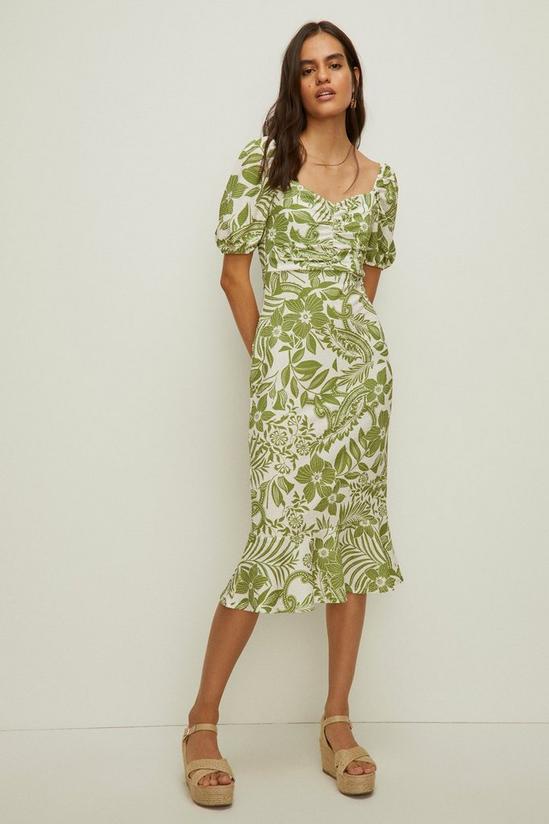Oasis Floral Textured Sweetheart Neck Midi Dress 1