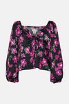 Oasis Curve Dobby Satin Floral Tie Front Top thumbnail 4