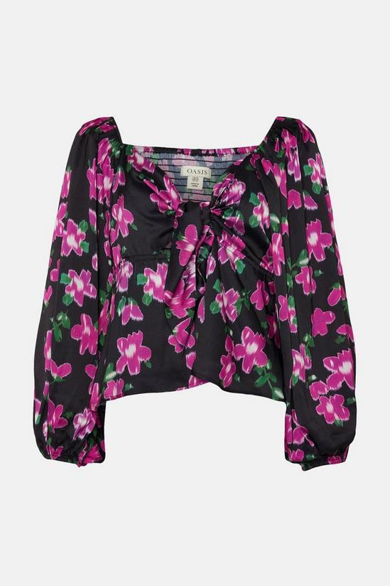 Oasis Curve Dobby Satin Floral Tie Front Top 4