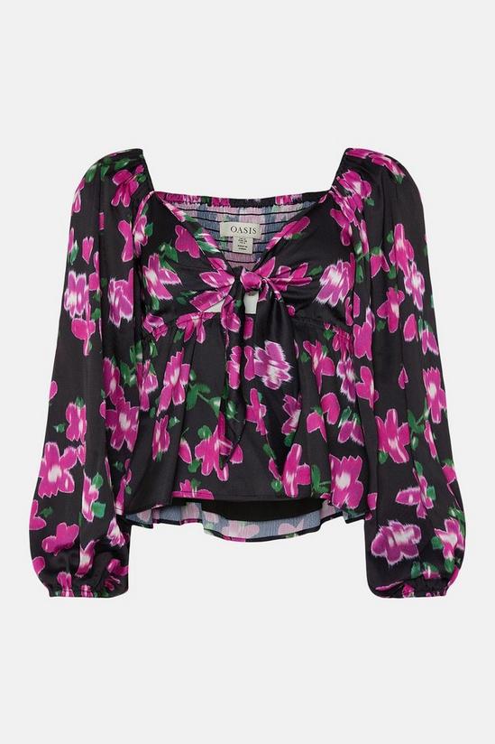 Oasis Dobby Satin Floral Tie Front Top 4
