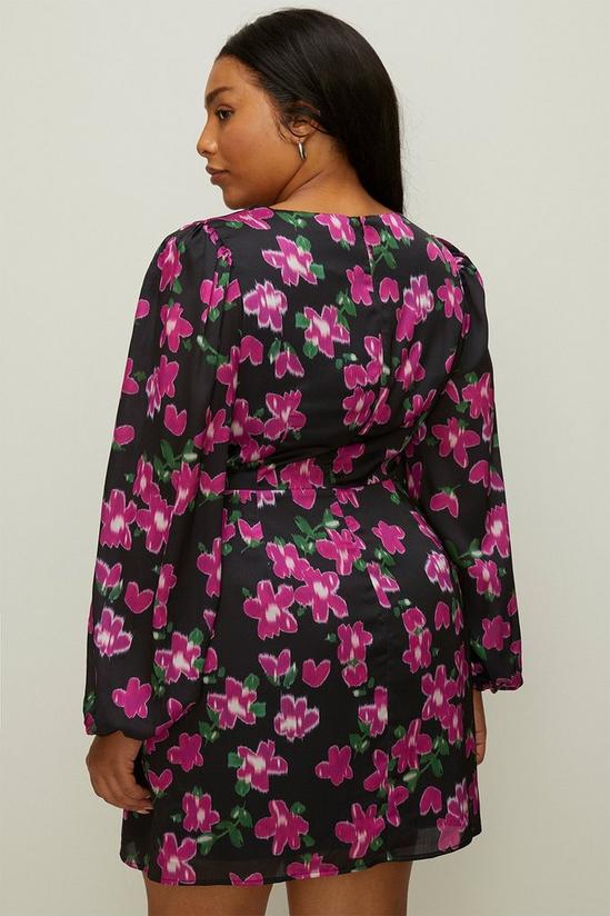Oasis Plus Size Dobby Satin Floral Tie Side Dress 3