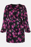 Oasis Plus Size Dobby Satin Floral Tie Side Dress thumbnail 4