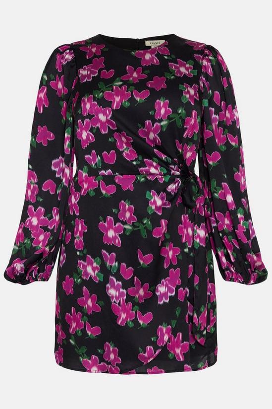 Oasis Plus Size Dobby Satin Floral Tie Side Dress 4