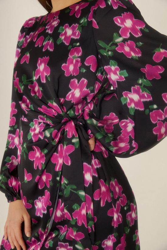 Oasis Dobby Satin Floral Tie Side Mini Dress 2
