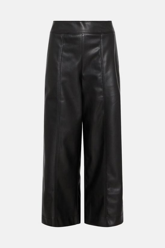 Oasis Faux Leather Seam Detail Wide Leg Trouser 4