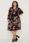 Oasis Plus Size Printed Velvet Devore Ruched Dress thumbnail 2
