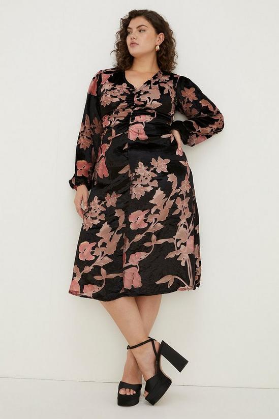 Oasis Plus Size Printed Velvet Devore Ruched Dress 2