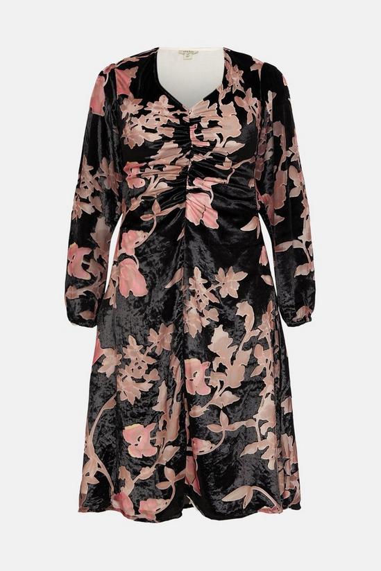 Oasis Plus Size Printed Velvet Devore Ruched Dress 4