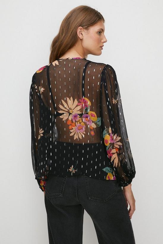 Oasis Metallic Floral Pussybow Blouse 3