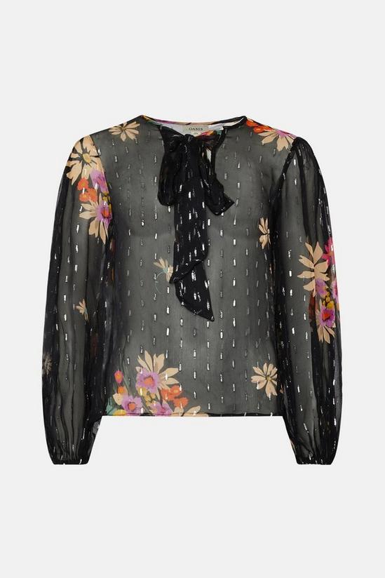Oasis Metallic Floral Pussybow Blouse 4