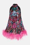 Oasis Sequin Feather Trim Halter Mini Dress thumbnail 4