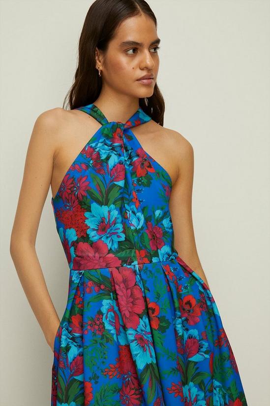 Oasis Bright Floral Knot Detail Scuba Midi Dress 2