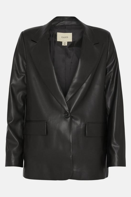 Oasis Petite Faux Leather Tailored Blazer 4