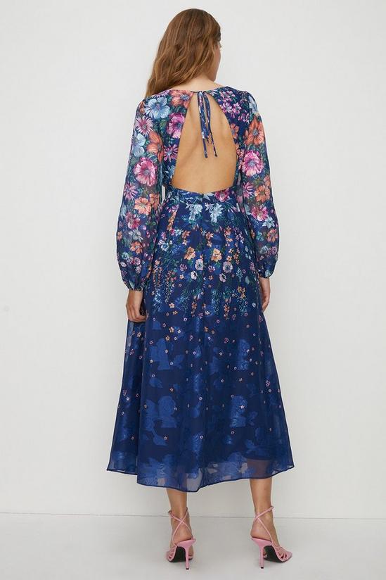 Oasis Trailing Floral Satin Burnout V Neck Midi Dress 3