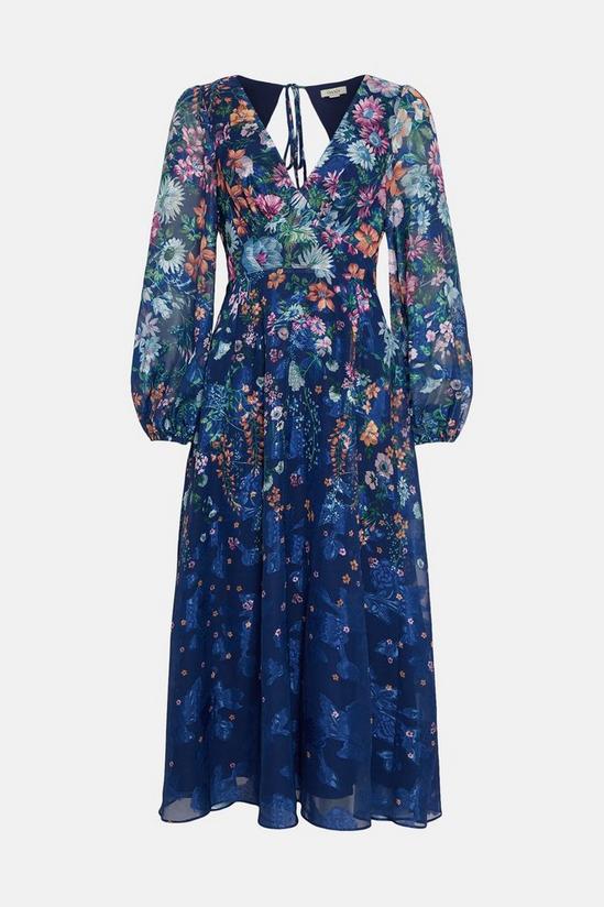 Oasis Trailing Floral Satin Burnout V Neck Midi Dress 4