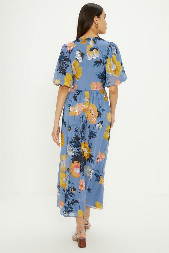 Oasis Pretty Sequin Floral V Neck Midi Dress 3