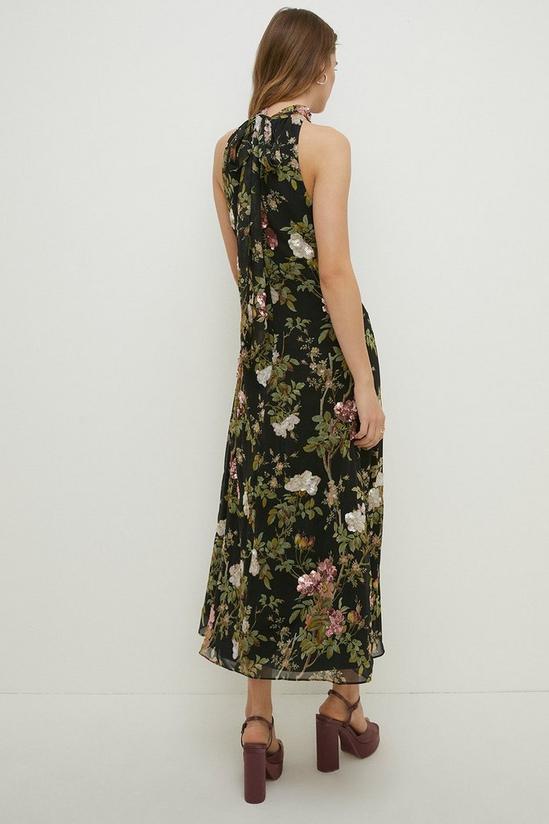 Oasis Dark Sequin Floral Halter Neck Midi Dress 3
