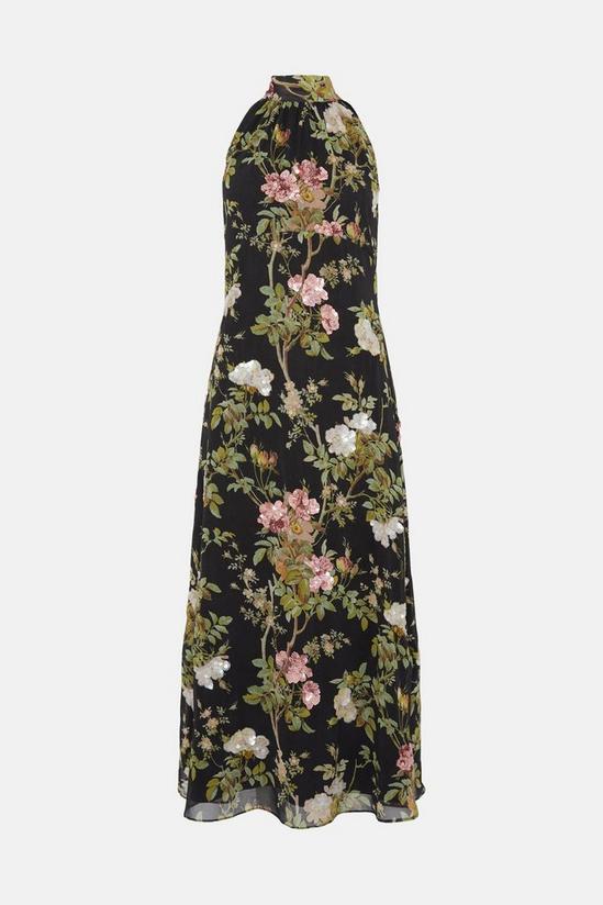 Oasis Dark Sequin Floral Halter Neck Midi Dress 4