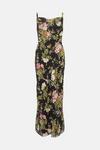 Oasis Dark Sequin Floral Cowl Neck Midi Dress thumbnail 4