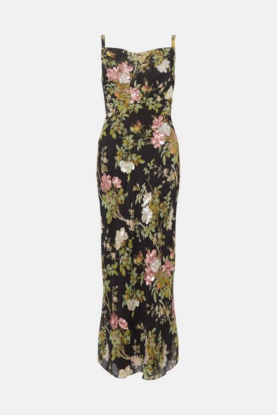 Oasis Dark Sequin Floral Cowl Neck Midi Dress 4
