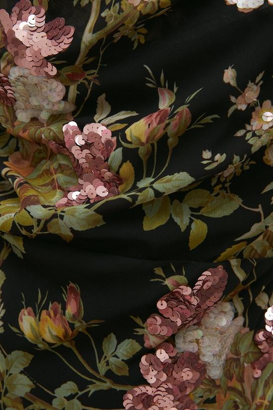 Oasis Dark Sequin Floral Cowl Neck Midi Dress 5