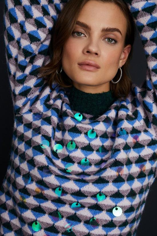 Oasis Wool blend Diamond jacquard sequin jumper 1