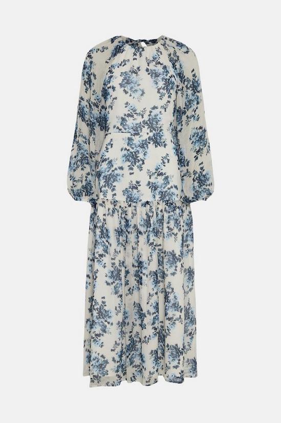 Oasis Soft Floral Tiered Hem Midi Dress 4