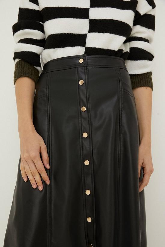 Oasis Faux Leather Button Detail Midi Skirt 2