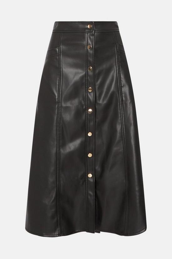 Oasis Faux Leather Button Detail Midi Skirt 4