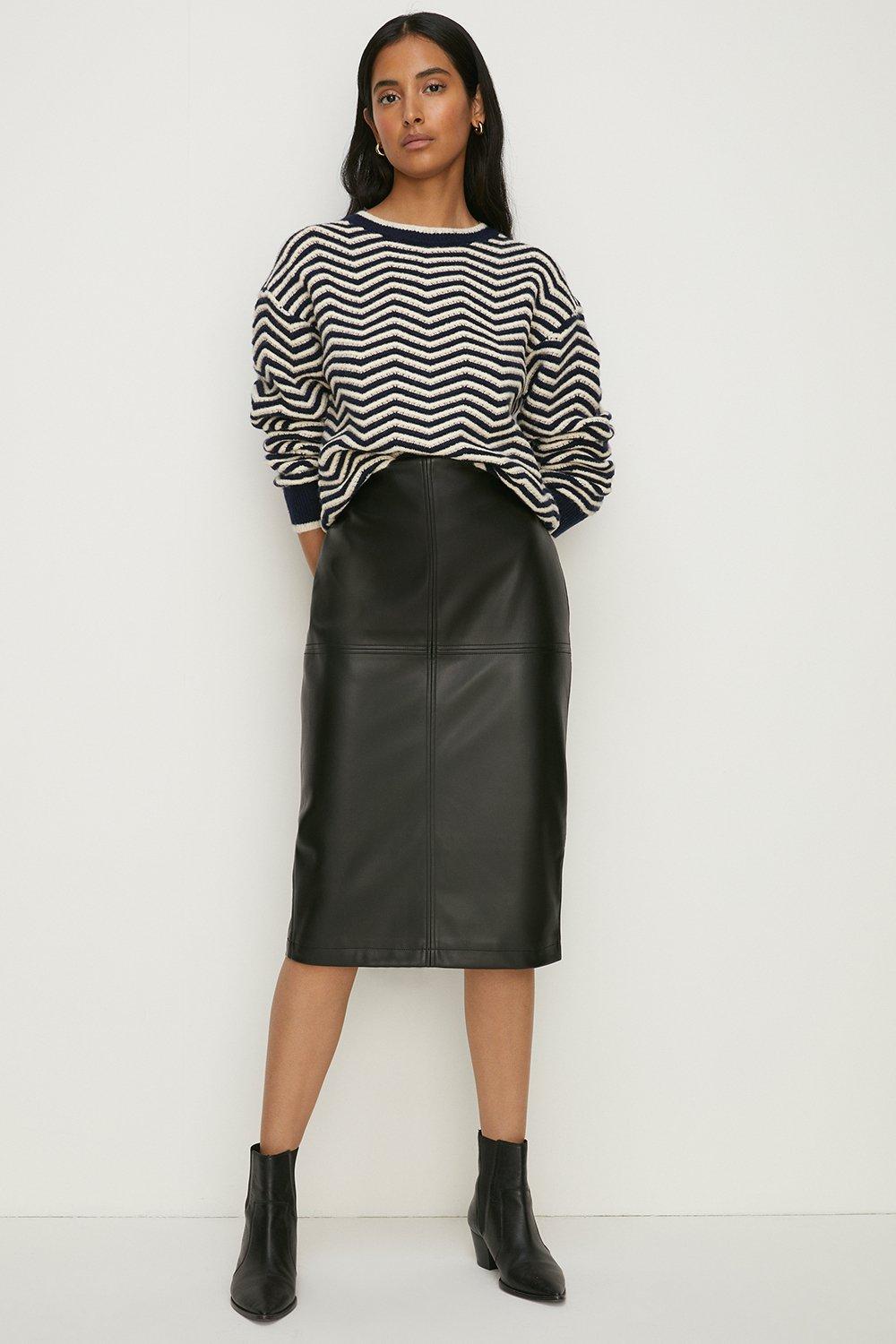 Leather midi hotsell skirt oasis