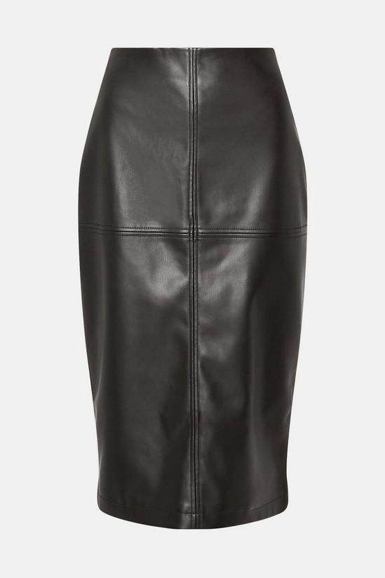 Oasis Faux Leather Seam Detail Midi Skirt 4
