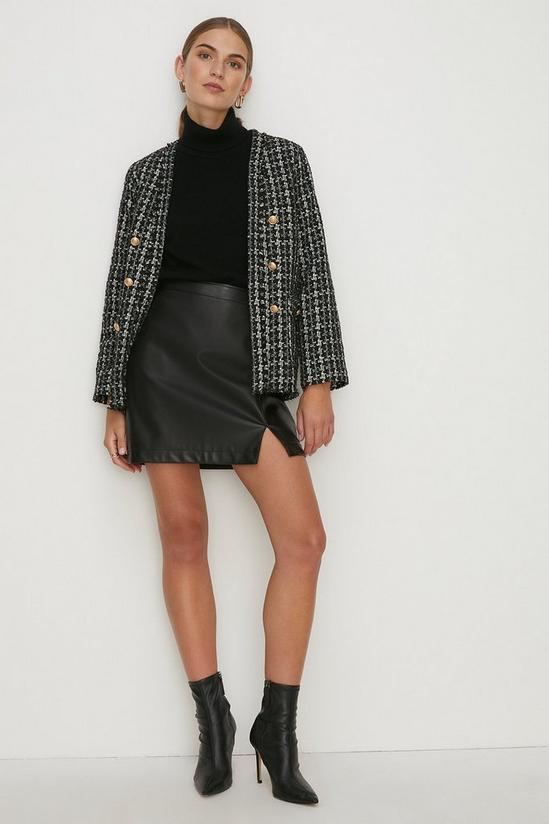 Oasis Faux Leather Split Detail Mini Skirt 1