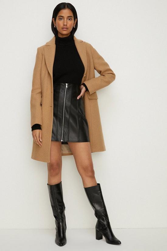 Oasis Faux Leather Zip Through Mini Skirt 1