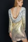 Oasis Hand Embellished Ombre Sequin Cowl Back Mini Shift Dress thumbnail 3