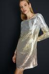 Oasis Hand Embellished Ombre Sequin Cowl Back Mini Shift Dress thumbnail 5