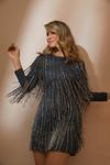 Oasis Rachel Stevens Petite Premium Beaded Fringe Dress thumbnail 1