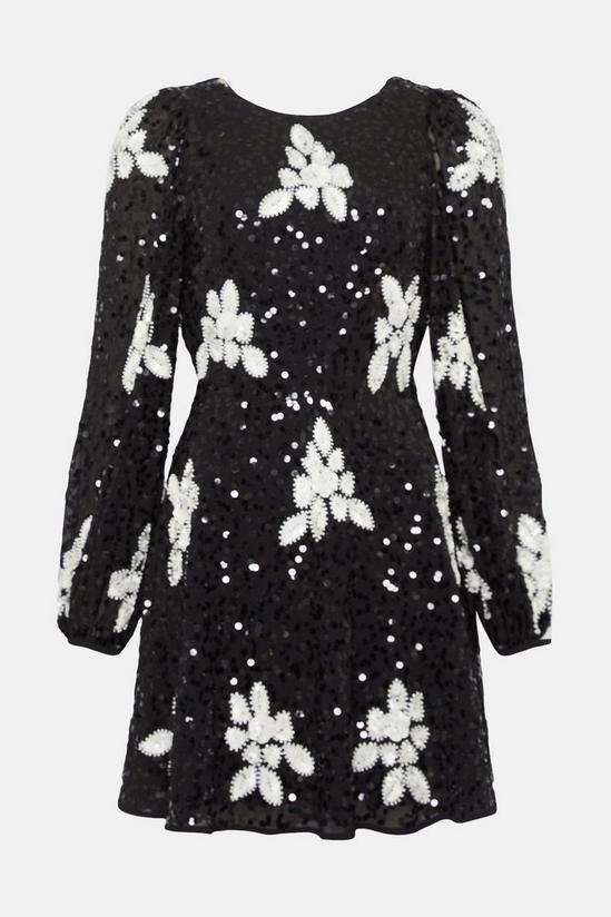 Oasis Premium Mono Floral Hand Embellished Sequin Skater Dress 4