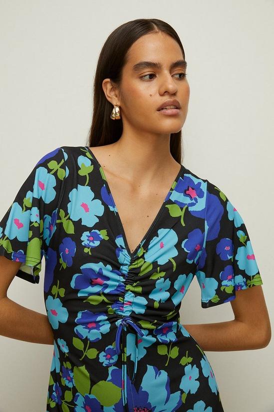 Oasis Slinky Jersey Floral Ruched Front Midi Dress 2