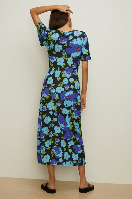 Oasis Slinky Jersey Floral Ruched Front Midi Dress 3