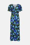 Oasis Slinky Jersey Floral Ruched Front Midi Dress thumbnail 4