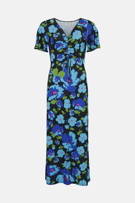 Oasis Slinky Jersey Floral Ruched Front Midi Dress 4
