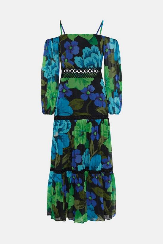 Oasis Bright Floral Lace Cold Shoulder Maxi Dress 4