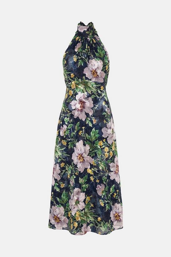 Oasis Petite Lyanna Floral Satin Burnout Midi Dress 4